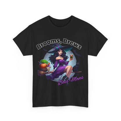 Brooms & Brews Halloween Tee, Unisex Shirt, Witch Craft Tee, Autumn Apparel, Spooky Season Outfit