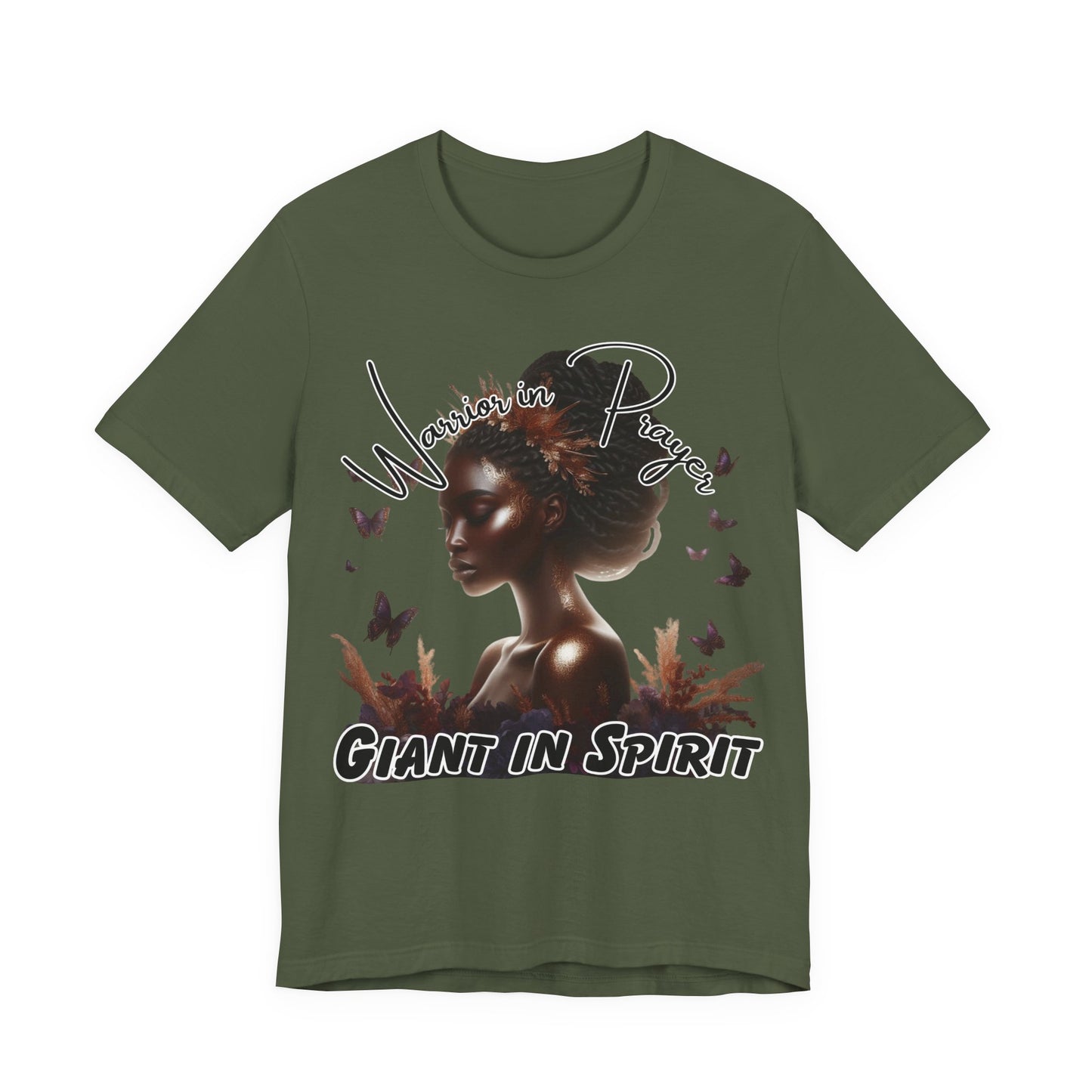 Giant in Spirit T-Shirt – “Warriors in Prayer” Inspirational Women’s Faith Graphic Tee, Christian Apparel, Motivational Prayer Shirt