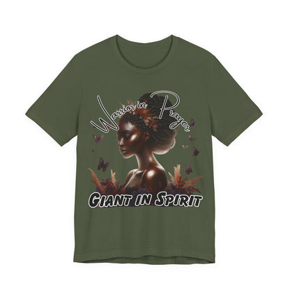 Giant in Spirit T-Shirt – “Warriors in Prayer” Inspirational Women’s Faith Graphic Tee, Christian Apparel, Motivational Prayer Shirt
