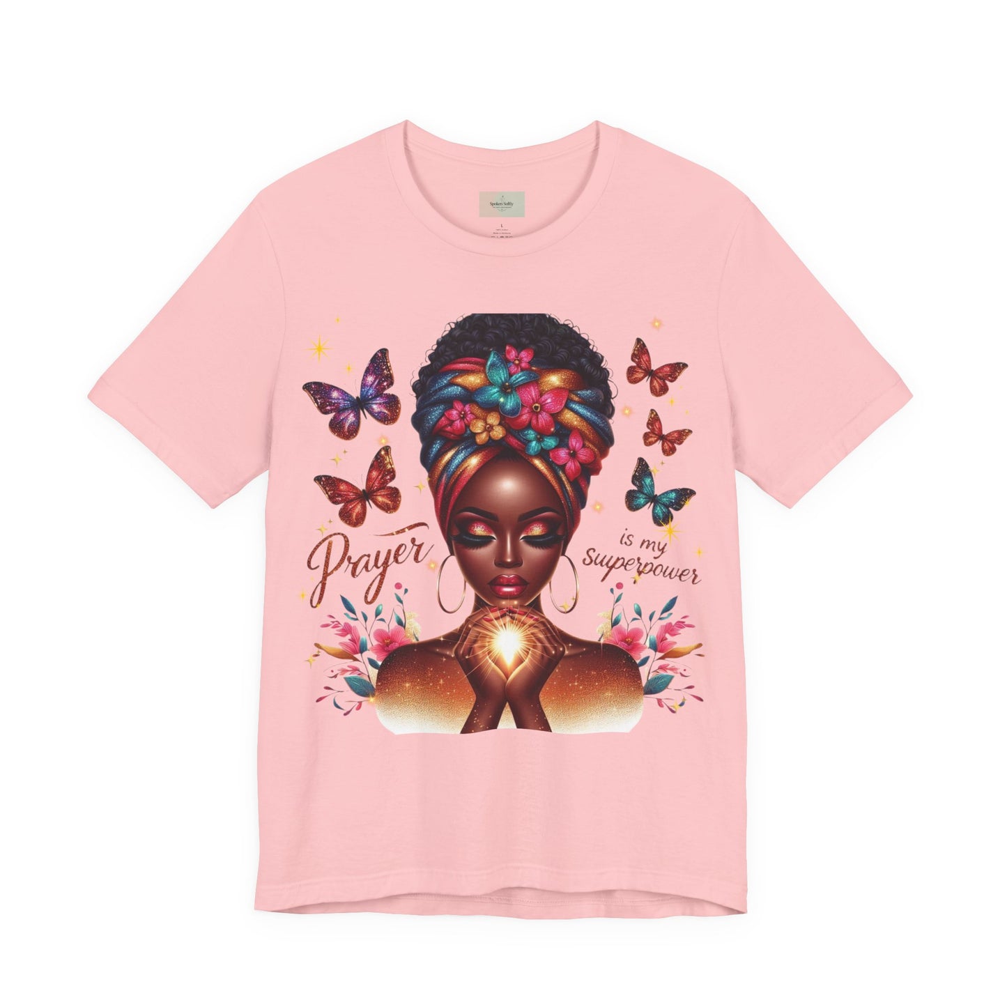 Prayer Is My Superpower T-Shirt – Inspirational Black Woman Graphic Tee, Faith-Based Apparel, Christian Motivational Shirt, Unisex Cotton Tee