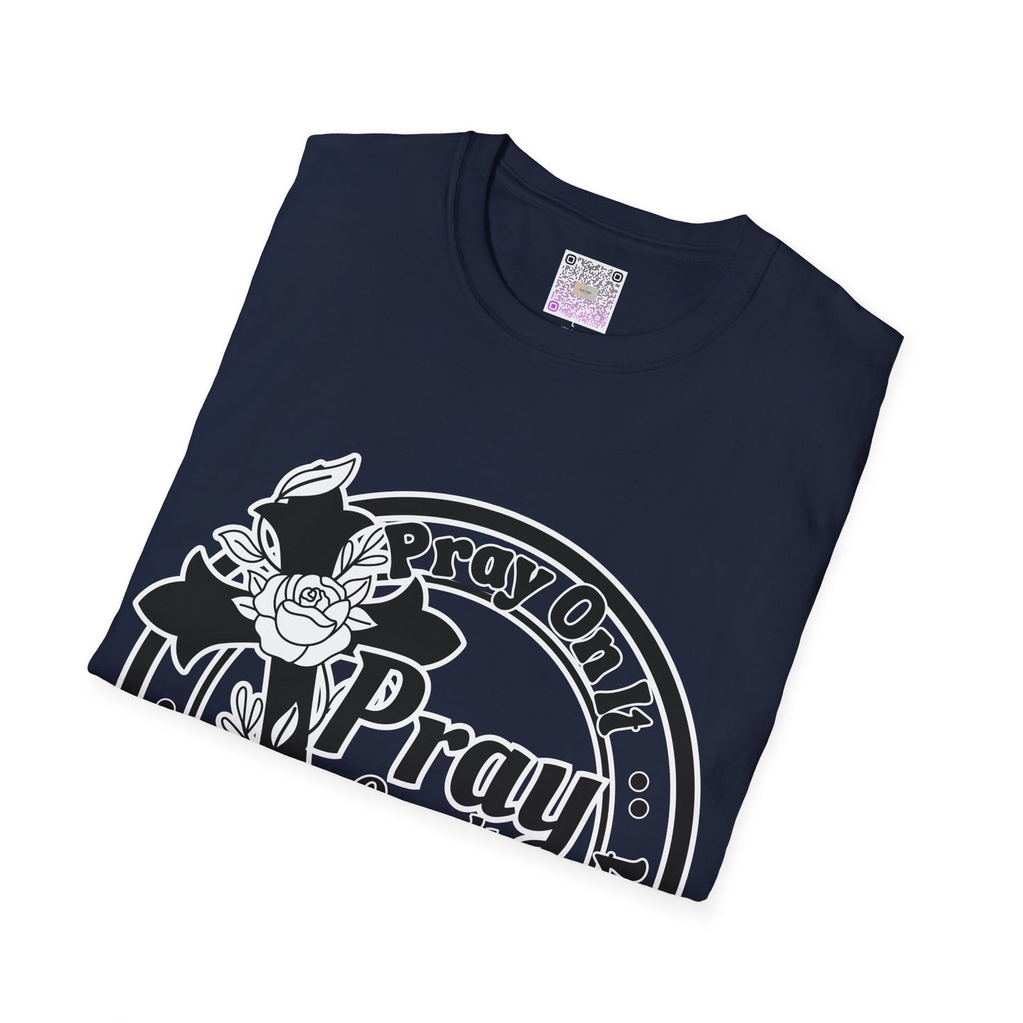 Prayer Over It Christian T-Shirt – “Pray On, Pray Through” Floral Cross Faith Tee, Inspirational Unisex Shirt, Christian Gift for Women & Men