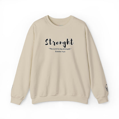 Strength Sweatshirt – The Lord Is My Strength Crewneck, Inspirational Christian Pullover, Faith-Based Unisex Apparel, Motivational Gift for Believers