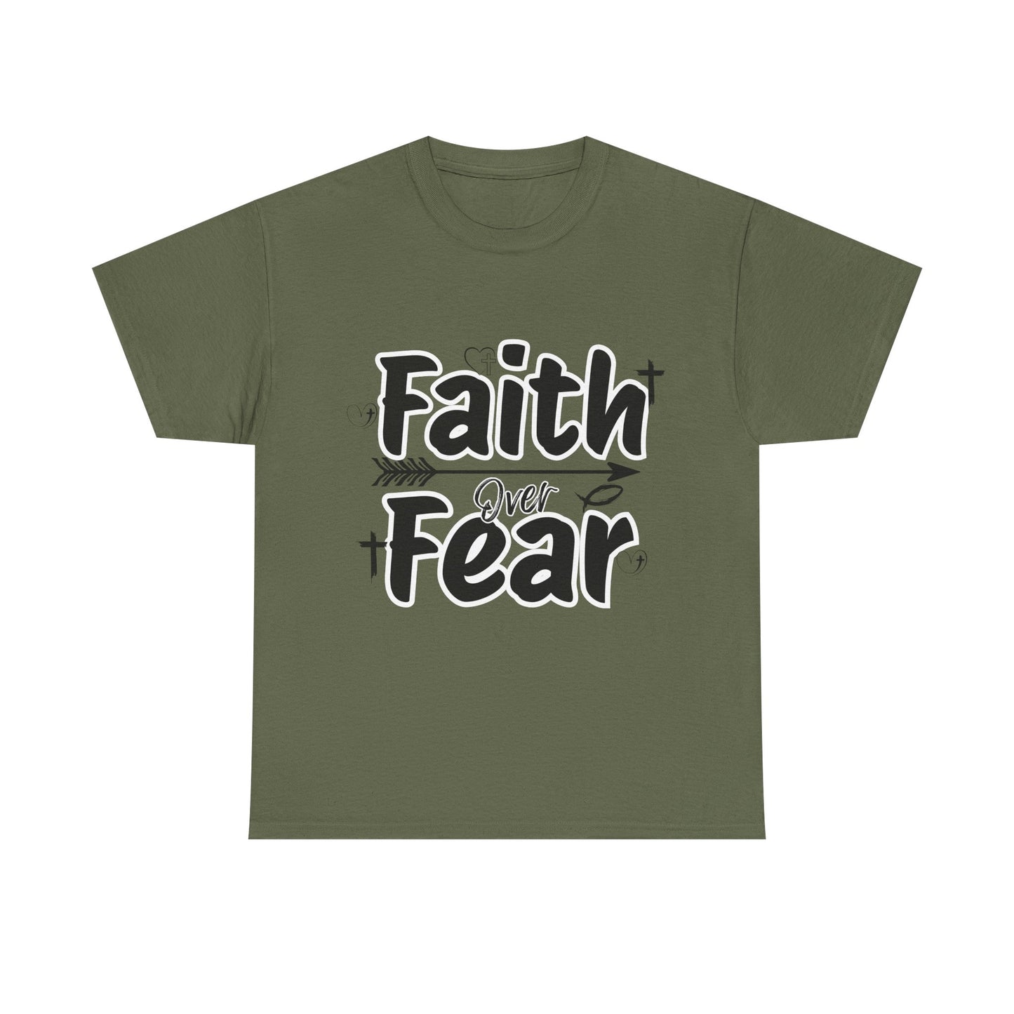 Faith Over Fear Unisex Heavy Cotton Tee, Inspirational T-Shirt, Motivational Apparel, Christian Gift, Everyday Wear, Faith-Based Fashion