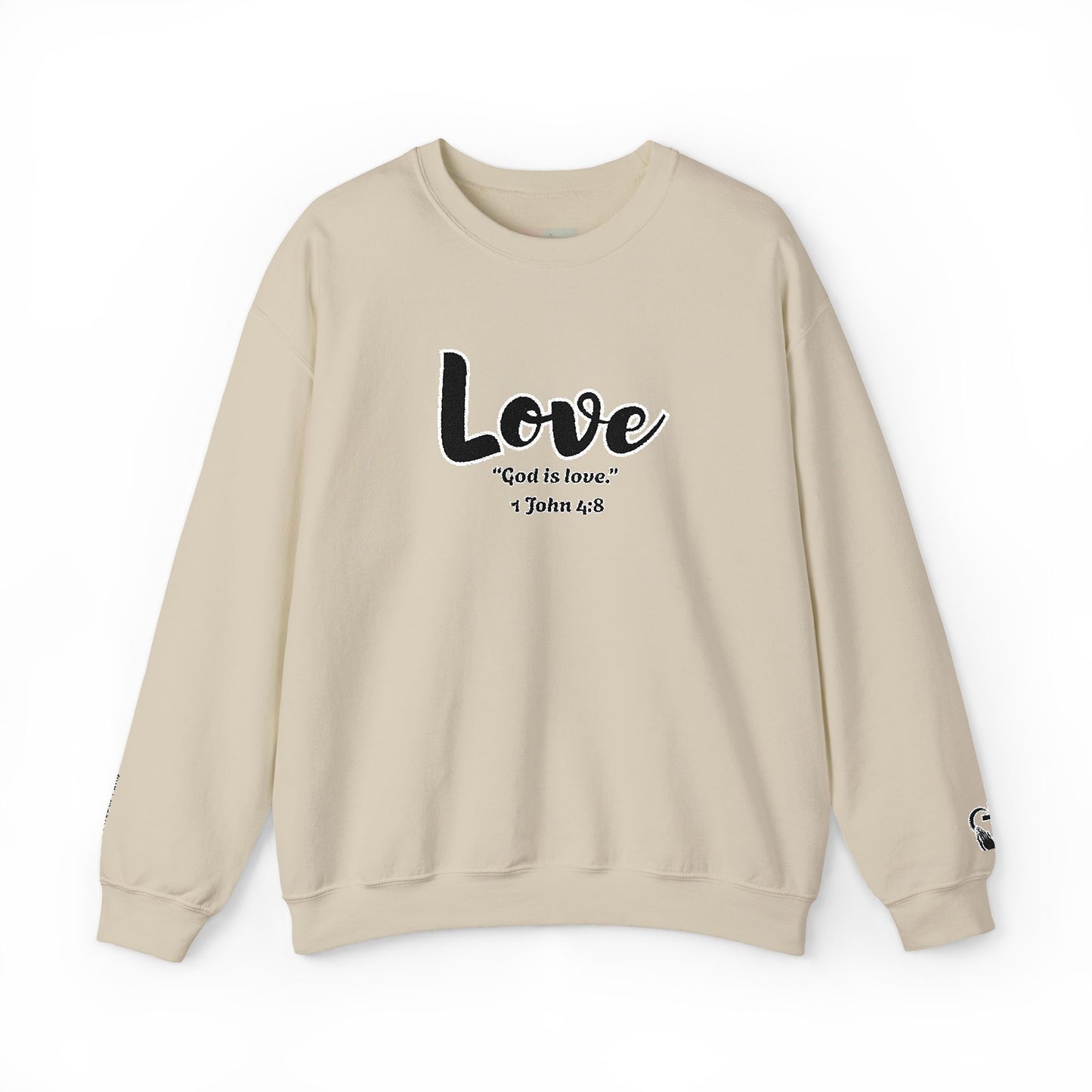 Love Sweatshirt – “God Is Love” Minimalist Christian Crewneck, Inspirational Faith-Based Pullover, Cozy Unisex Apparel, Thoughtful Gift for Believers