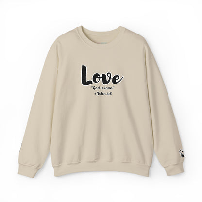 Love Sweatshirt – “God Is Love” Minimalist Christian Crewneck, Inspirational Faith-Based Pullover, Cozy Unisex Apparel, Thoughtful Gift for Believers