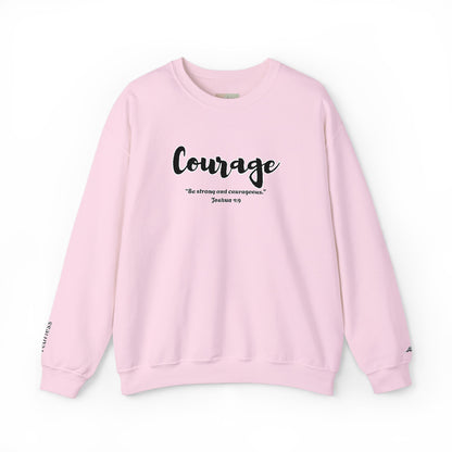 Courage Sweatshirt – “Be Strong and Courageous” Christian Crewneck, Inspirational Faith-Based Pullover, Cozy Unisex Apparel, Motivational Gift for Believers