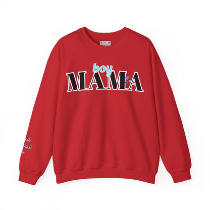 Boy Mama Crewneck Sweatshirt – Cozy Unisex Mom Sweater, Cute Mother’s Day Gift, White Minimalist Mom Life Pullover, New Mom Apparel