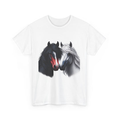 Black and White Horse Graphic Tee, Unisex T-Shirt, Equestrian Gift, Casual Wear, Horse Lover Apparel, Horse-Themed T-Shirt