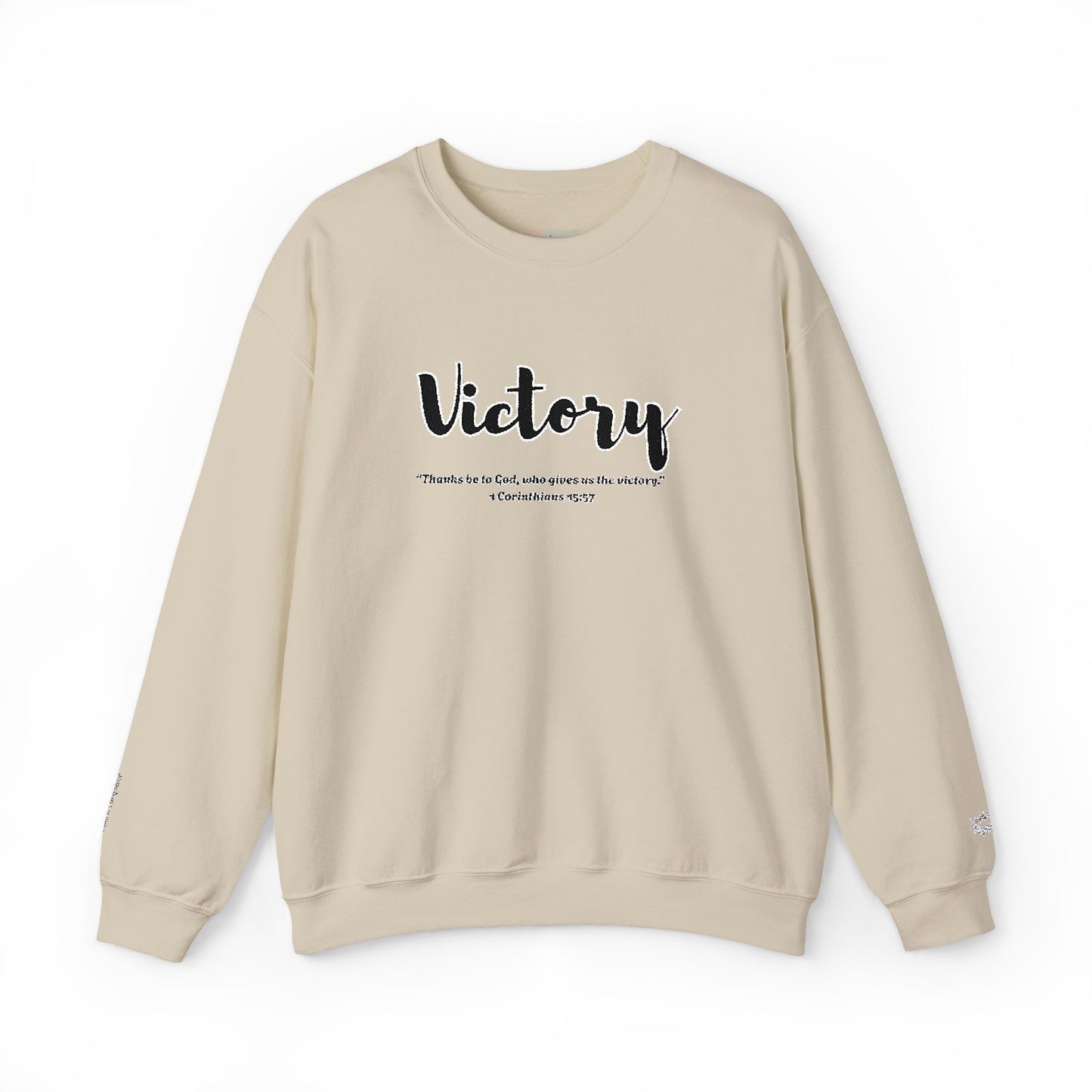 Victory Sweatshirt – “Thanks Be to God, Who Gives Us the Victory” Christian Crewneck, Inspirational Faith-Based Pullover, Cozy Unisex Apparel, Motivational Gift for Believers
