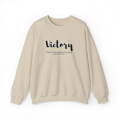 Victory Sweatshirt – “Thanks Be to God, Who Gives Us the Victory” Christian Crewneck, Inspirational Faith-Based Pullover, Cozy Unisex Apparel, Motivational Gift for Believers