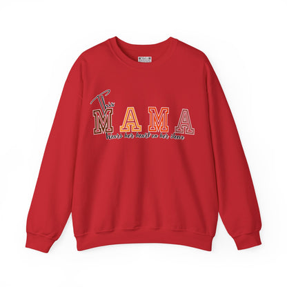 Mama Crewneck Sweatshirt – “This Mama Wears Her Heart on Her Sleeve” Cozy Unisex Mom Pullover, Motherhood Gift, Cute Mom Sweater