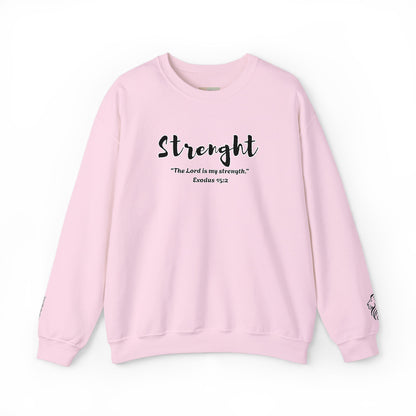 Strength Sweatshirt – The Lord Is My Strength Crewneck, Inspirational Christian Pullover, Faith-Based Unisex Apparel, Motivational Gift for Believers