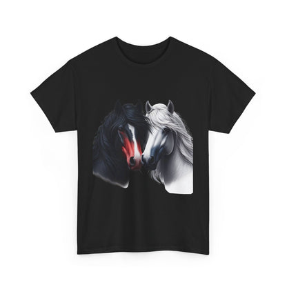 Black and White Horse Graphic Tee, Unisex T-Shirt, Equestrian Gift, Casual Wear, Horse Lover Apparel, Horse-Themed T-Shirt