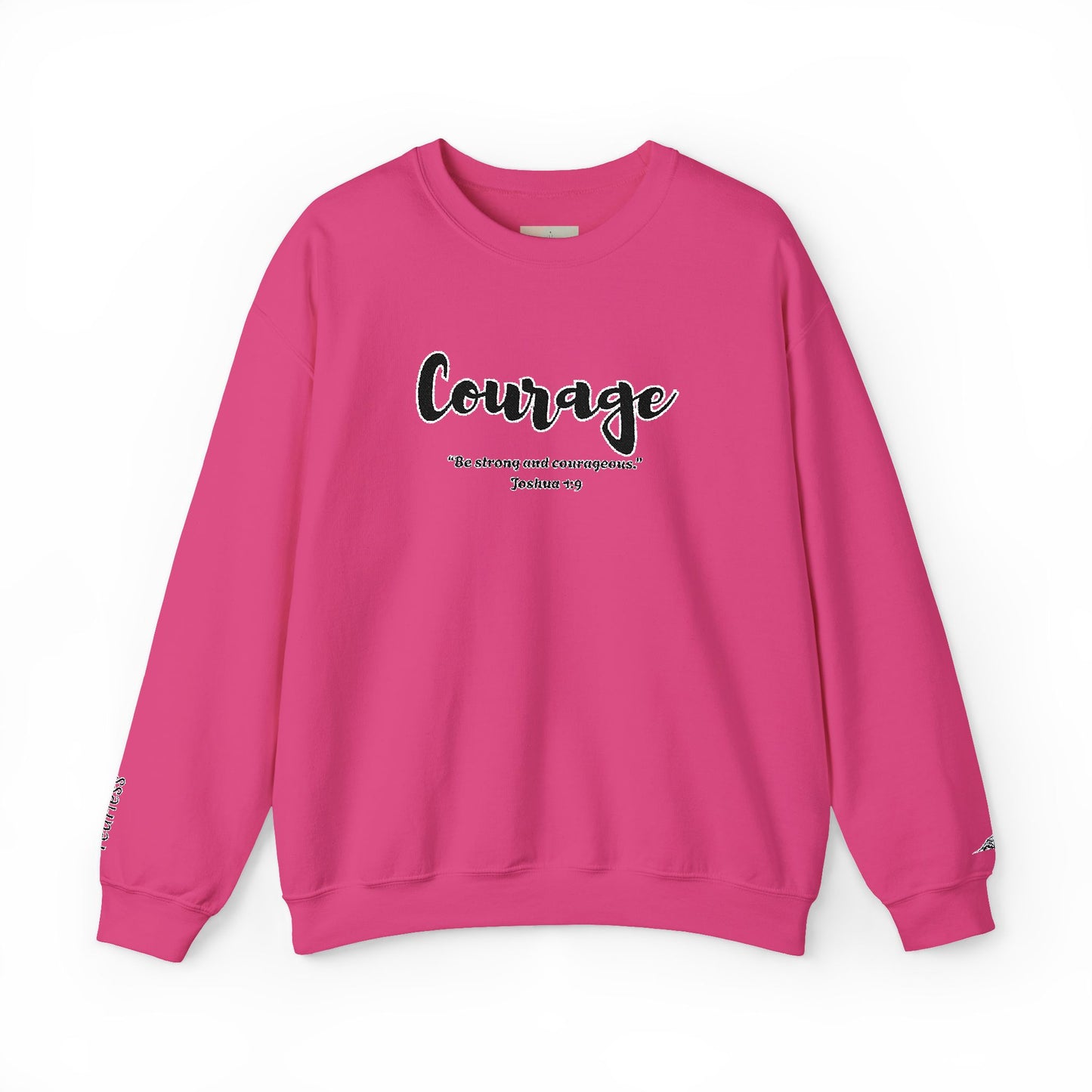 Courage Sweatshirt – “Be Strong and Courageous” Christian Crewneck, Inspirational Faith-Based Pullover, Cozy Unisex Apparel, Motivational Gift for Believers
