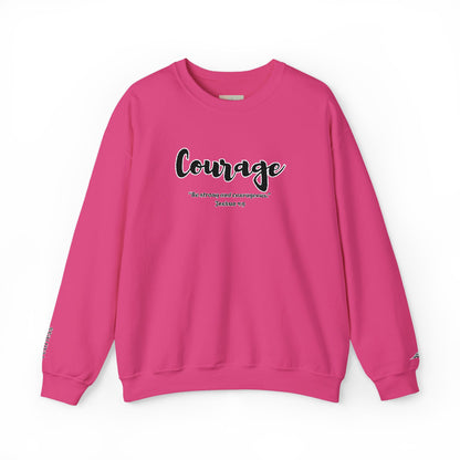 Courage Sweatshirt – “Be Strong and Courageous” Christian Crewneck, Inspirational Faith-Based Pullover, Cozy Unisex Apparel, Motivational Gift for Believers
