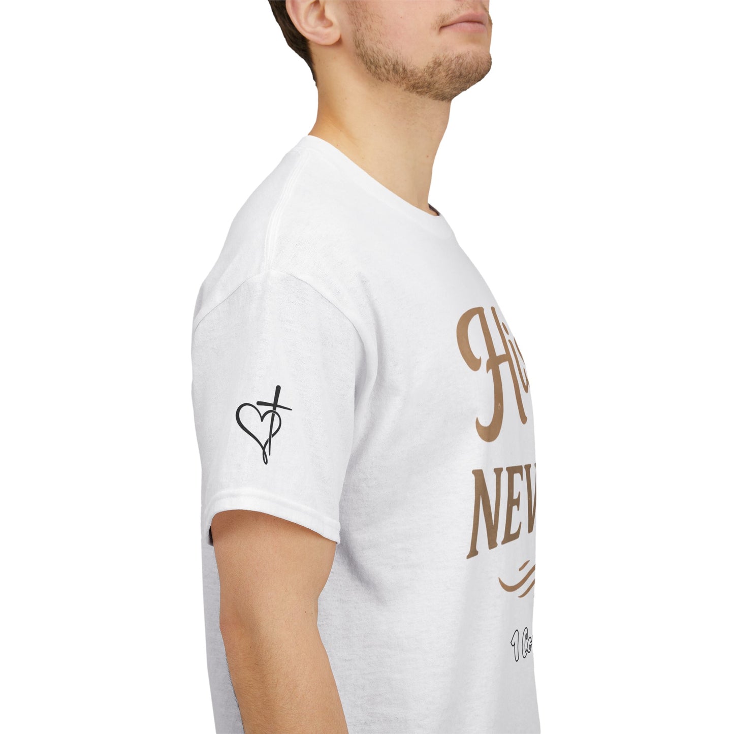 His Love Never Fails T-Shirt — 1 Corinthians 13:8 Christian Faith Tee