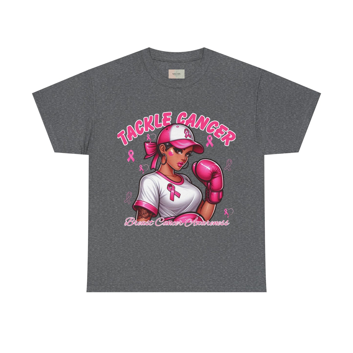 Empowering Unisex Heavy Cotton Tee - Tackle Cancer, Breast Cancer Awareness Shirt, Supportive Gift in Honor of Survivors
