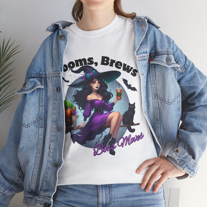 Brooms & Brews Halloween Tee, Unisex Shirt, Witch Craft Tee, Autumn Apparel, Spooky Season Outfit