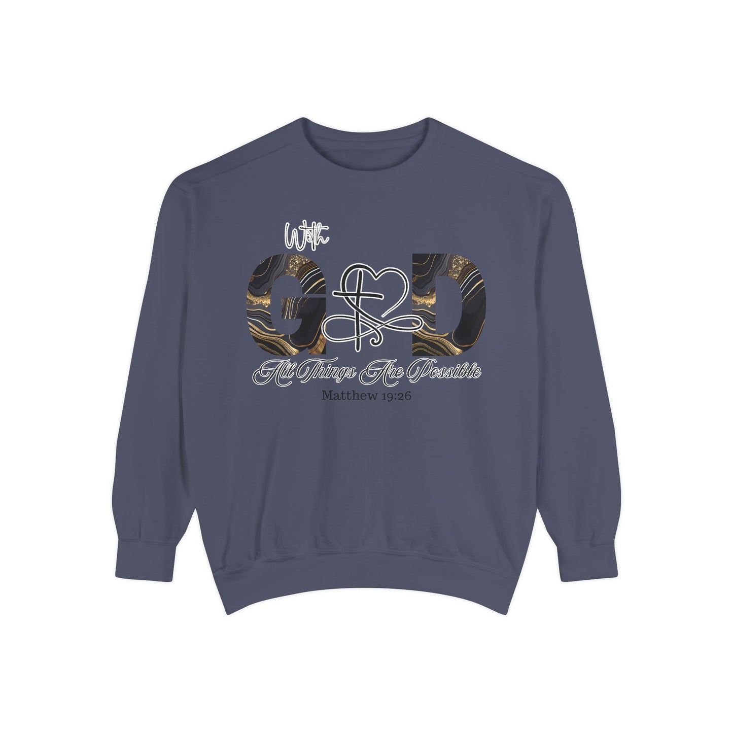 “With God, All Things Are Possible” Sweatshirt – Faith-Inspired Unisex Crewneck, Christian Motivational Sweater, Inspirational Bible Verse Apparel
