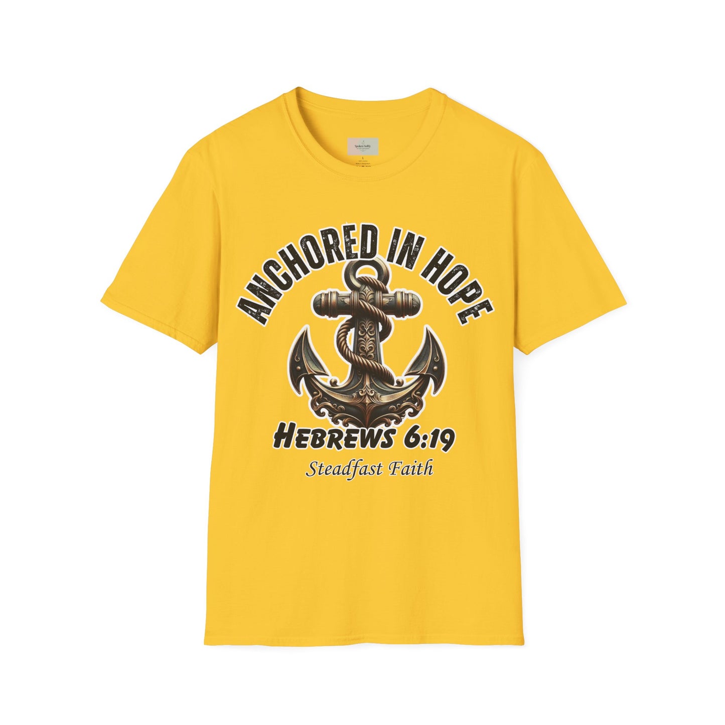 Anchor in Hope T-Shirt – Hebrews 6:19 Scripture Tee, Steadfast Faith Unisex Softstyle Shirt, Inspirational Christian Apparel, Motivational Bible Verse Tee