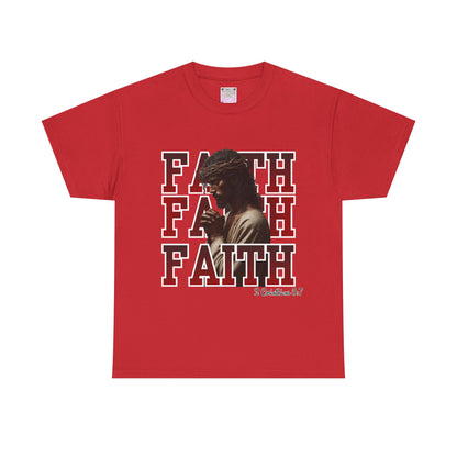 Faith Prayer T-Shirt – “Faith” with Praying Jesus Graphic, 2 Corinthians 5:7 Christian Tee, Inspirational Unisex Shirt, Spiritual Apparel