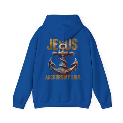 Jesus Anchors My Soul Hoodie — Christian Anchor Hoodie, Faith-Inspired Pullover, Hebrews Hope Apparel, Unisex Religious Sweatshirt
