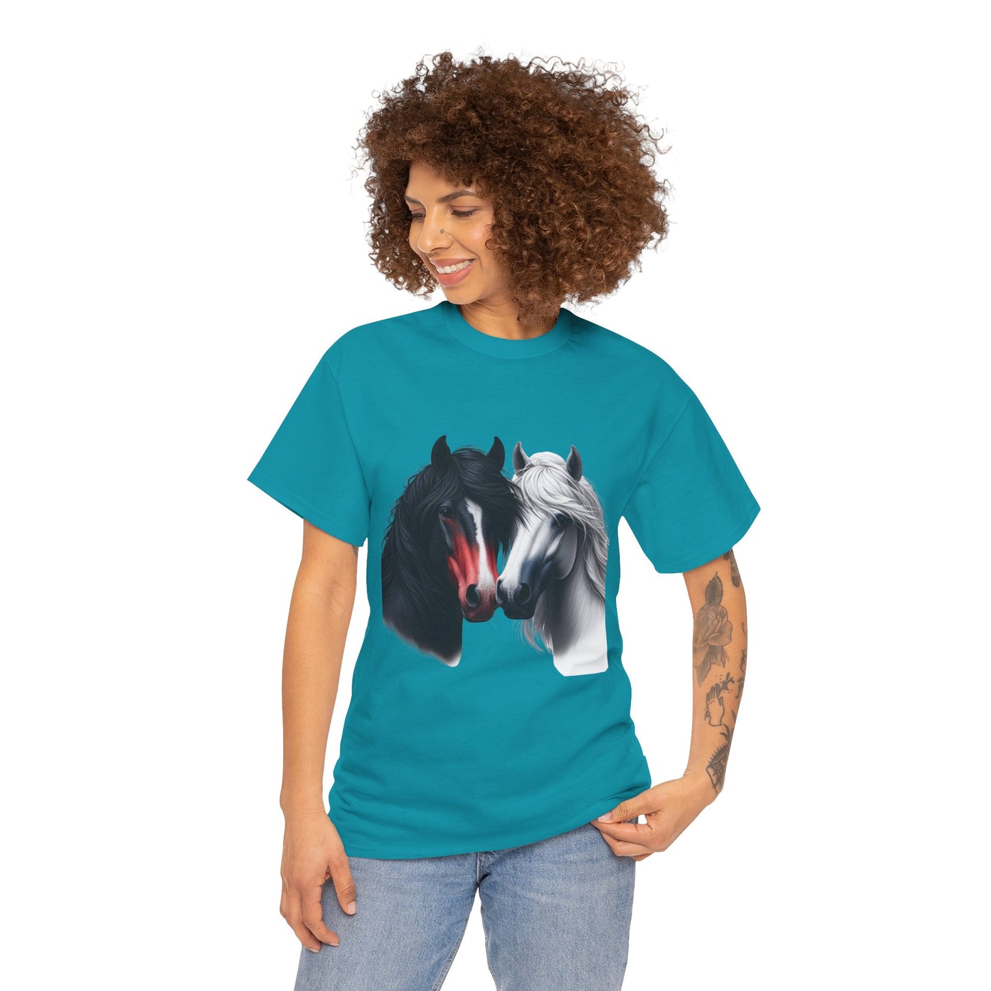 Black and White Horse Graphic Tee, Unisex T-Shirt, Equestrian Gift, Casual Wear, Horse Lover Apparel, Horse-Themed T-Shirt