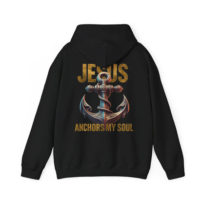 Jesus Anchors My Soul Hoodie — Christian Anchor Hoodie, Faith-Inspired Pullover, Hebrews Hope Apparel, Unisex Religious Sweatshirt