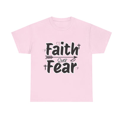 Faith Over Fear Unisex Heavy Cotton Tee, Inspirational T-Shirt, Motivational Apparel, Christian Gift, Everyday Wear, Faith-Based Fashion