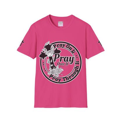 Prayer Over It Christian T-Shirt – “Pray On, Pray Through” Floral Cross Faith Tee, Inspirational Unisex Shirt, Christian Gift for Women & Men
