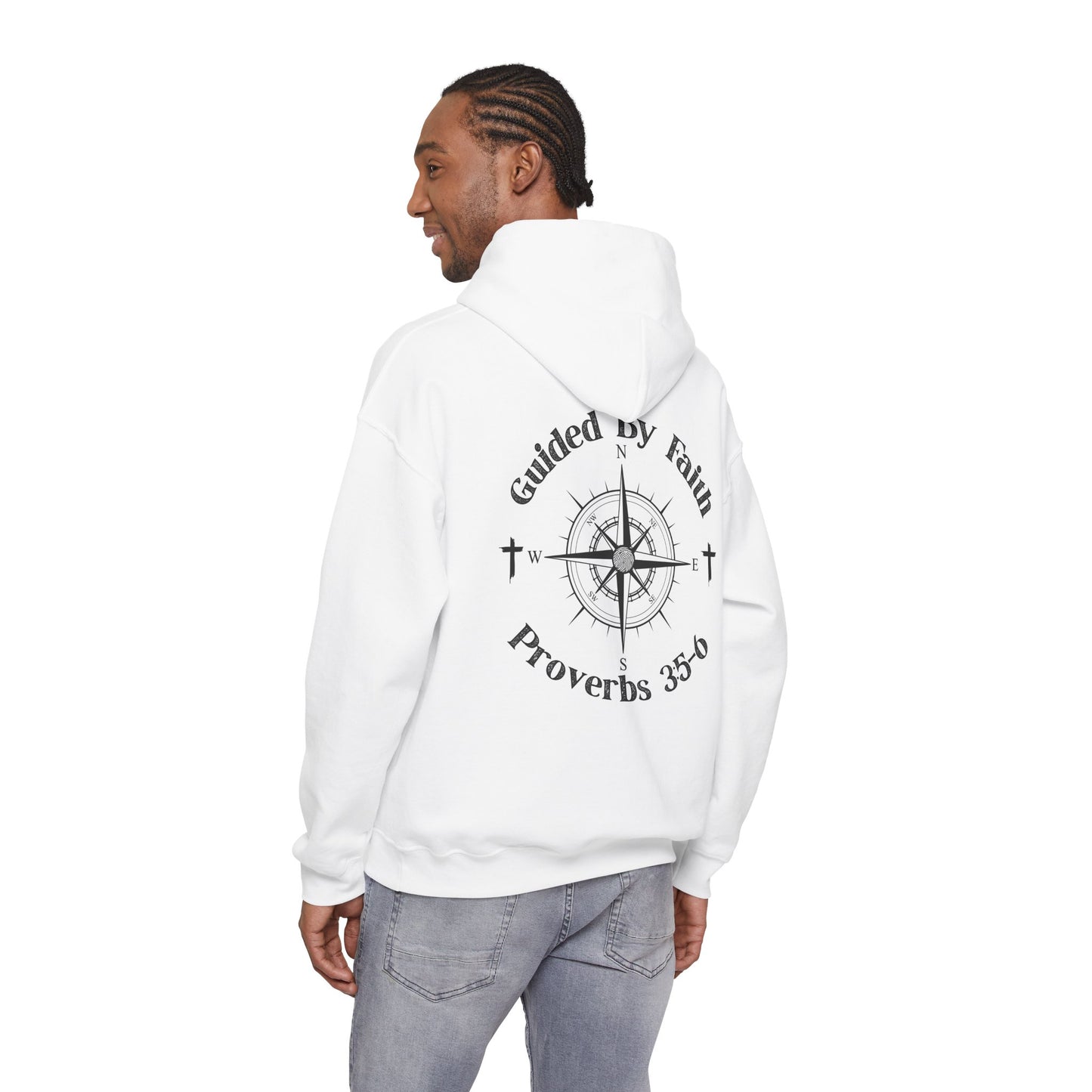 Faith Compass Hoodie – “Guided by Faith” Proverbs 3:5-6 Pullover, Christian Hoodie, Inspirational Scripture Sweatshirt, Unisex Religious Apparel