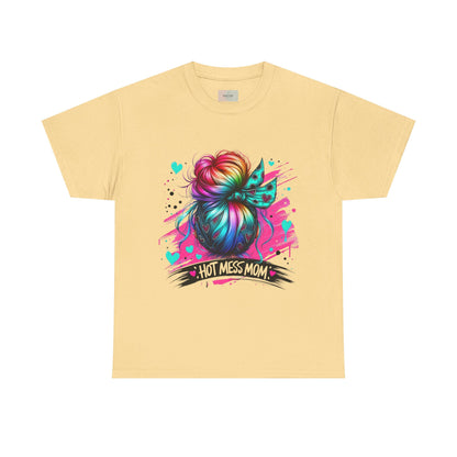 Colorful Hot Mess Mom Tee - Fun Gift, Casual Wear, Mother's Day, Parenting Humor, Family Gatherings
