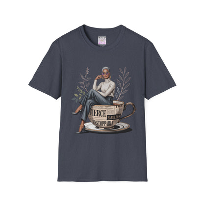 Fierce, Fearless & Unstoppable T-Shirt – Empowering Coffee Cup Graphic Tee, Motivational Unisex Shirt, Strong Woman Apparel, Daily Confidence Wear