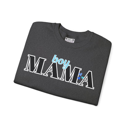 Boy Mama Crewneck Sweatshirt – Cozy Unisex Mom Sweater, Cute Mother’s Day Gift, White Minimalist Mom Life Pullover, New Mom Apparel