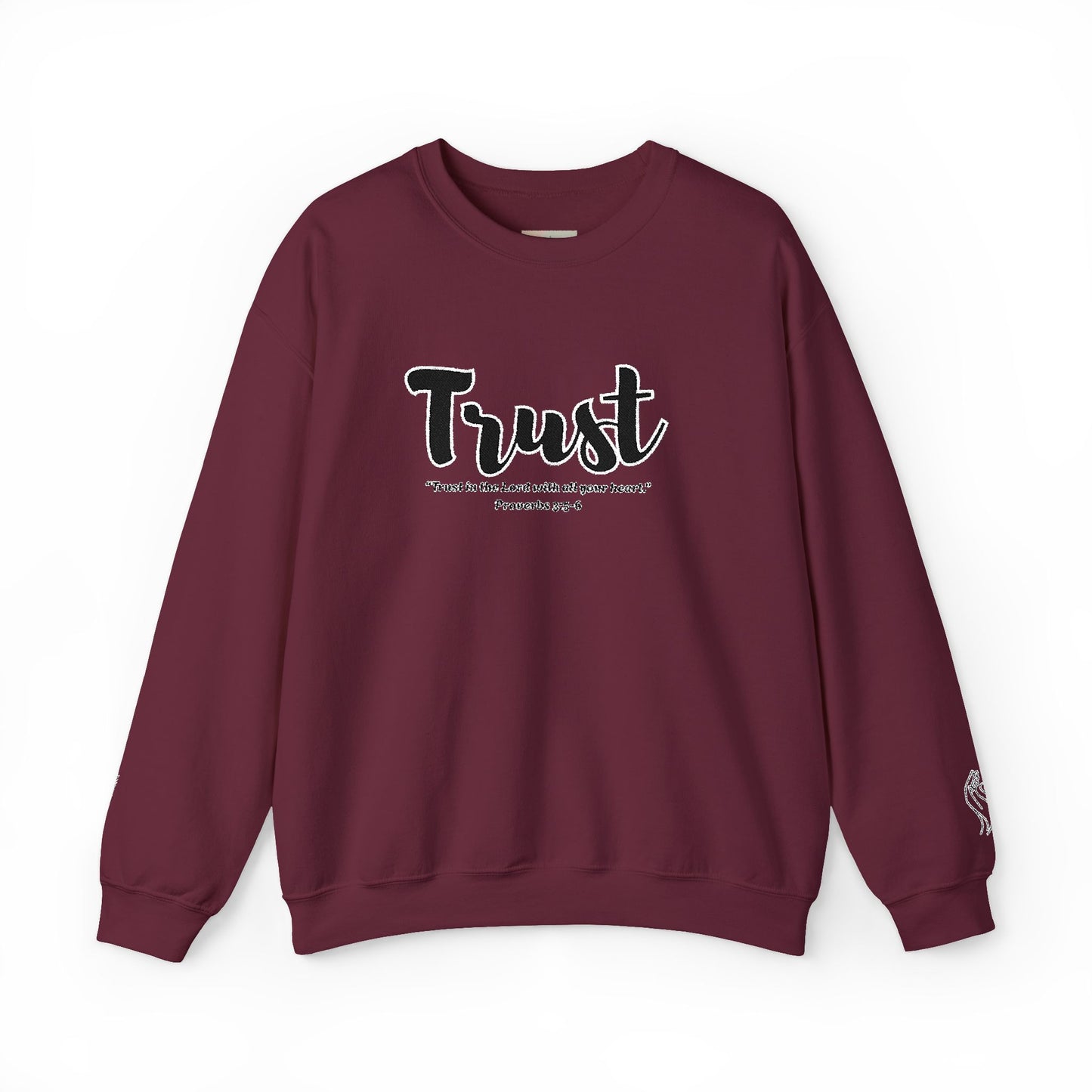Trust Sweatshirt – “Trust in the Lord with All Thy Heart” Christian Crewneck, Inspirational Faith-Based Pullover, Cozy Unisex Apparel, Motivational Gift for Believers