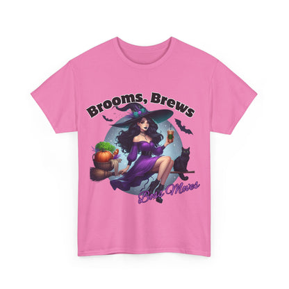 Brooms & Brews Halloween Tee, Unisex Shirt, Witch Craft Tee, Autumn Apparel, Spooky Season Outfit