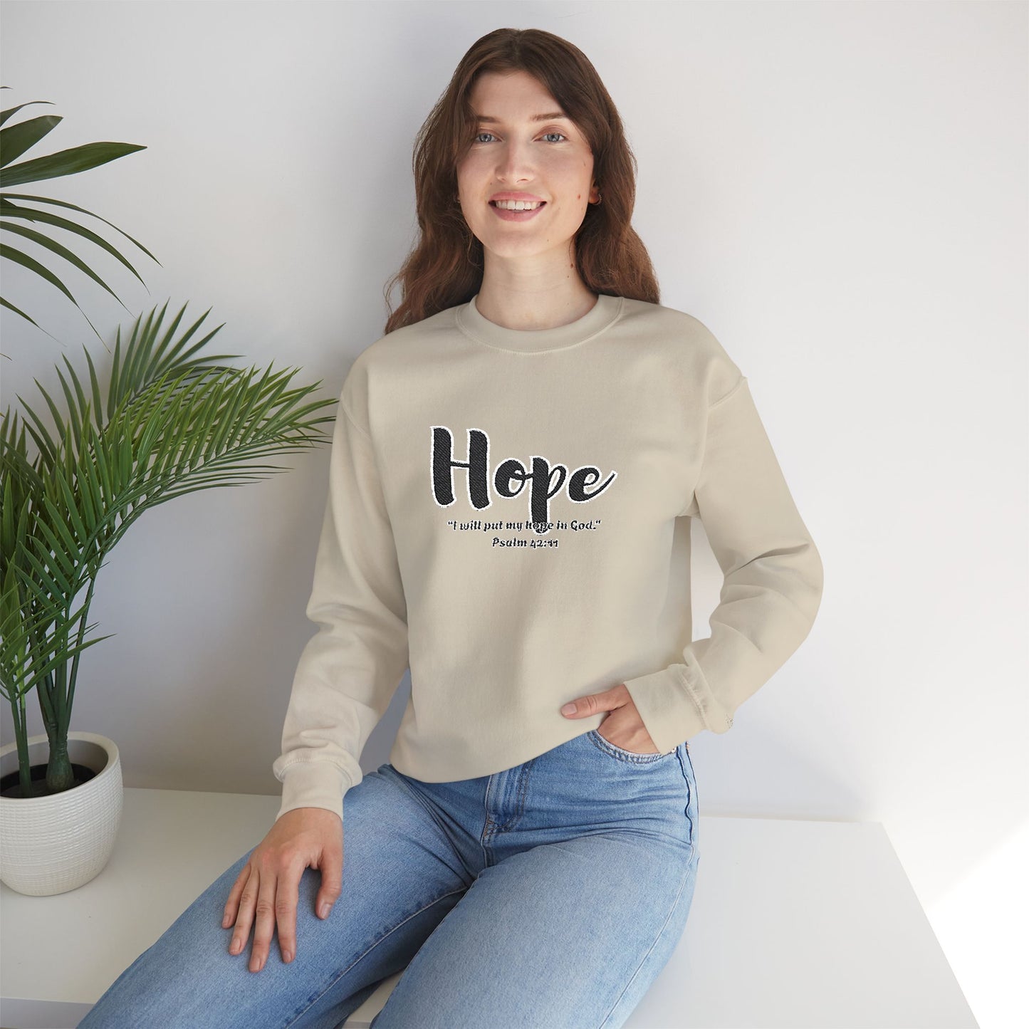Hopeful Inspirational Crewneck Sweatshirt, Cozy Gift for Faith, Daily Motivation, Religious Apparel, Unisex Hope Sweatshirt