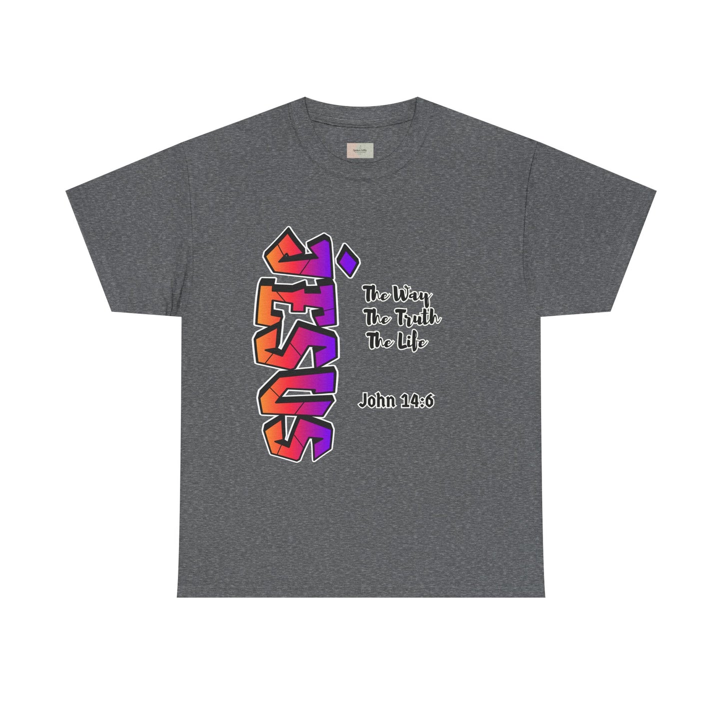 Jesus Vertical Graffiti T-Shirt — “The Way, The Truth, The Life” John 14:6 Christian Faith Tee