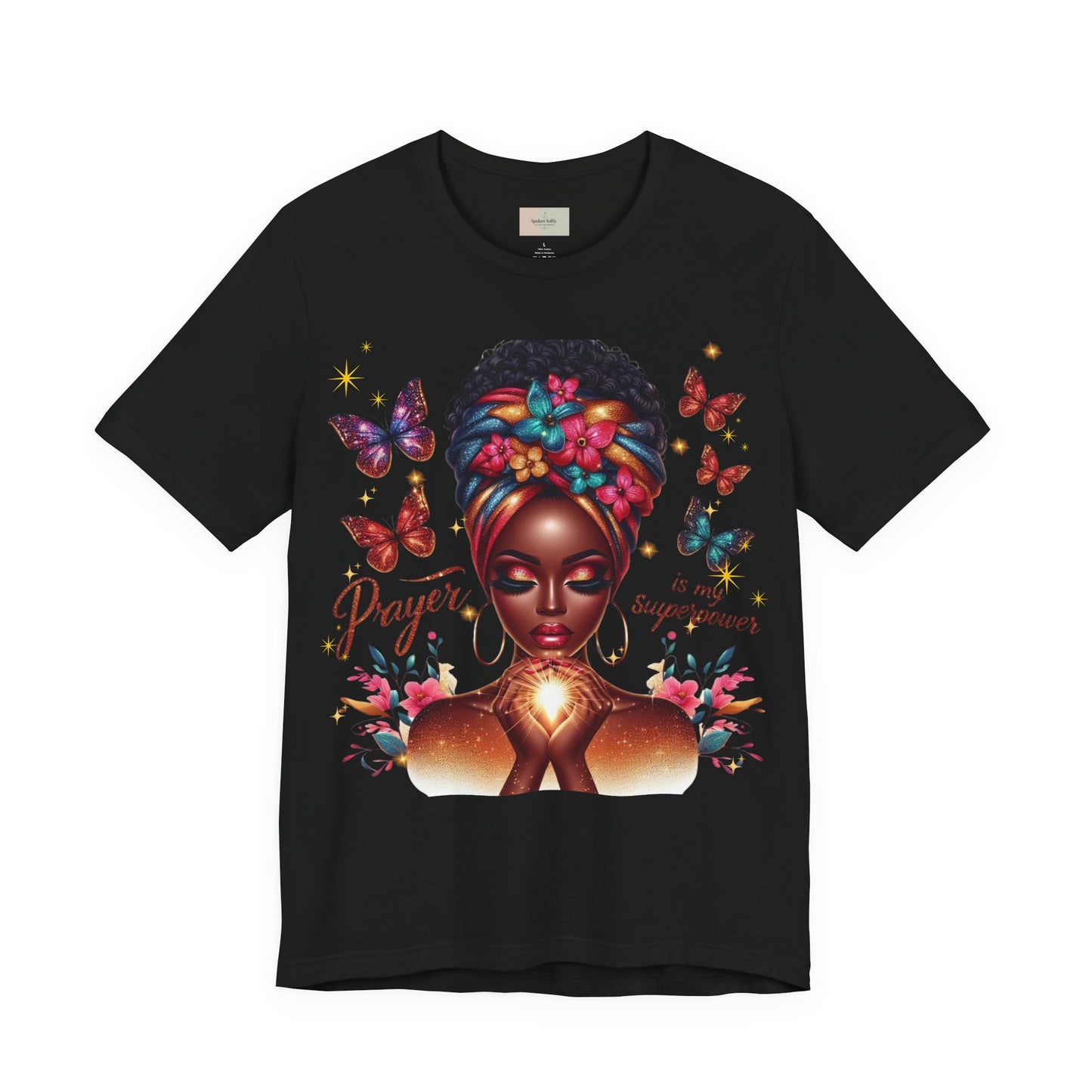 Prayer Is My Superpower T-Shirt – Inspirational Black Woman Graphic Tee, Faith-Based Apparel, Christian Motivational Shirt, Unisex Cotton Tee