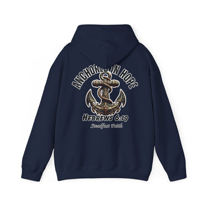 Anchored in Hope Hoodie – Hebrews 6:19 Christian Sweatshirt, Faith Anchor Design, Inspirational Unisex Hoodie for Everyday Strength