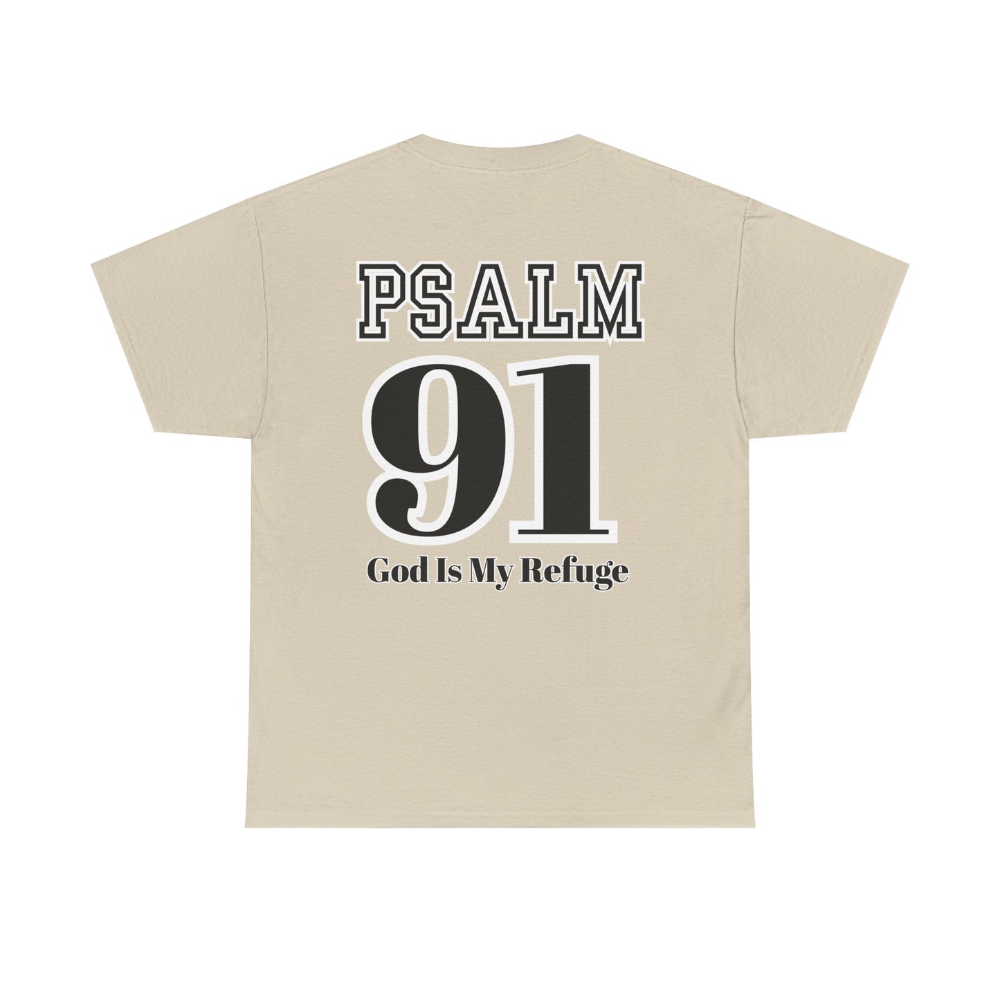 Faith-Inspired Unisex Cotton Tee with Psalm 91, Christian Apparel, Spiritual Gift, Bible Verse Shirt, Casual Wear, Religious T-Shirt