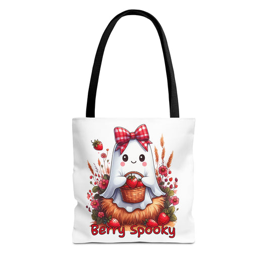 Berry Spooky Tote Bag | Customizable Shopping Bag, Halloween Tote, Cute Ghost Design, Eco-Friendly Gift, Personalized Tote