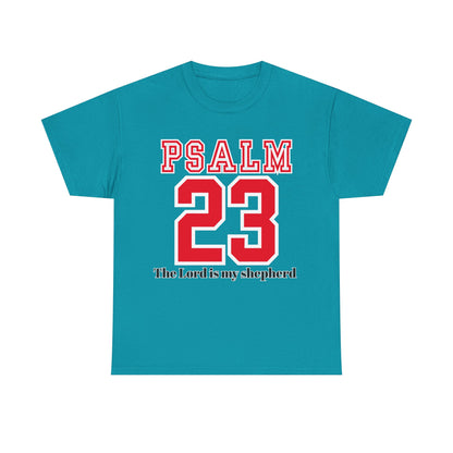 Unisex Heavy Cotton Tee with Psalm 23 Design | Faith-Inspired Shirt for Daily Wear, Gifts, Church Events, and Celebrations