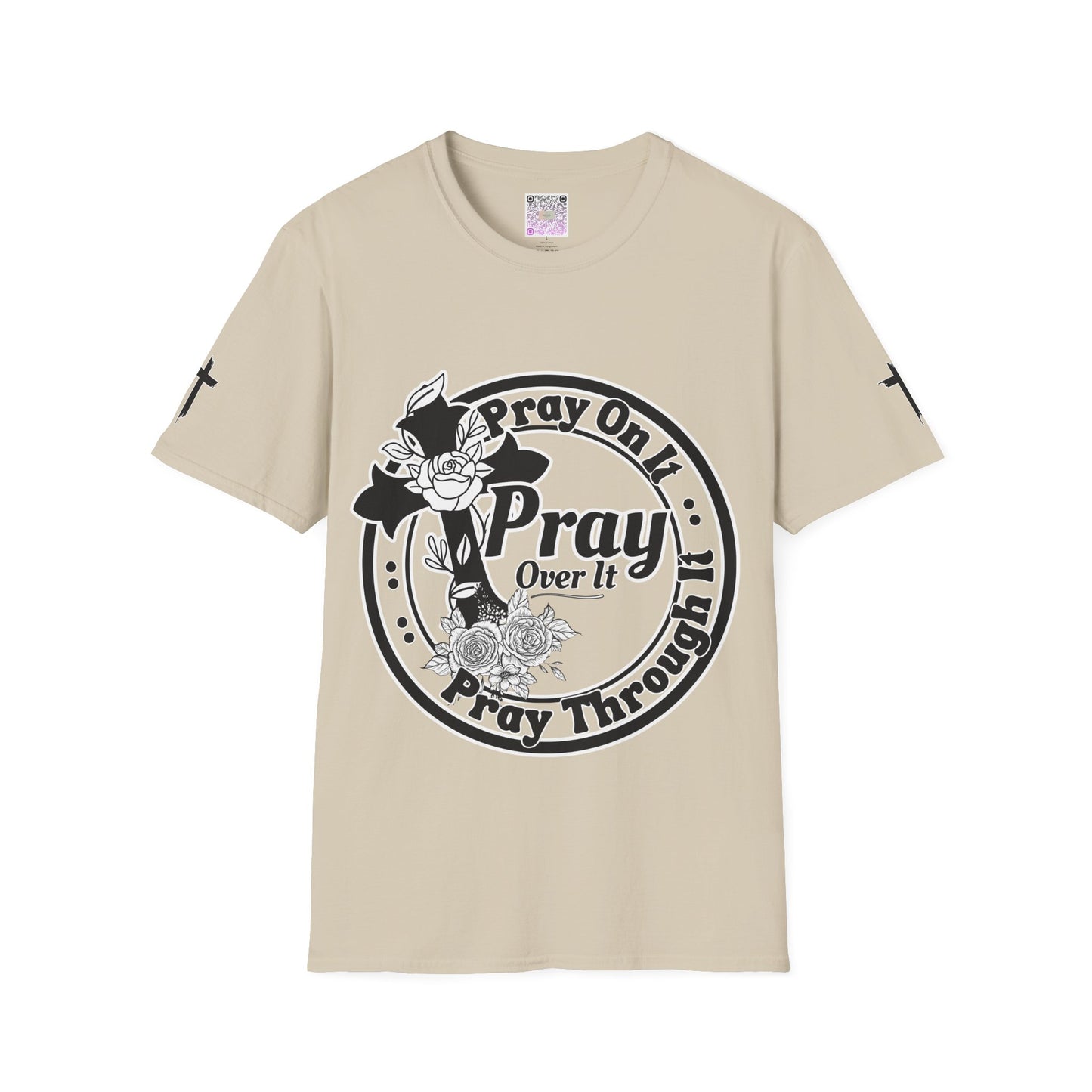Prayer Over It Christian T-Shirt – “Pray On, Pray Through” Floral Cross Faith Tee, Inspirational Unisex Shirt, Christian Gift for Women & Men
