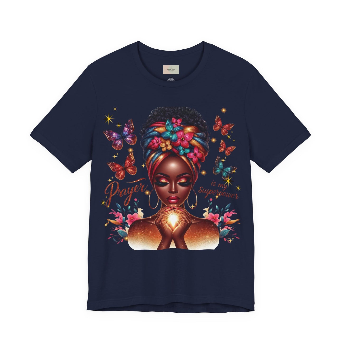 Prayer Is My Superpower T-Shirt – Inspirational Black Woman Graphic Tee, Faith-Based Apparel, Christian Motivational Shirt, Unisex Cotton Tee