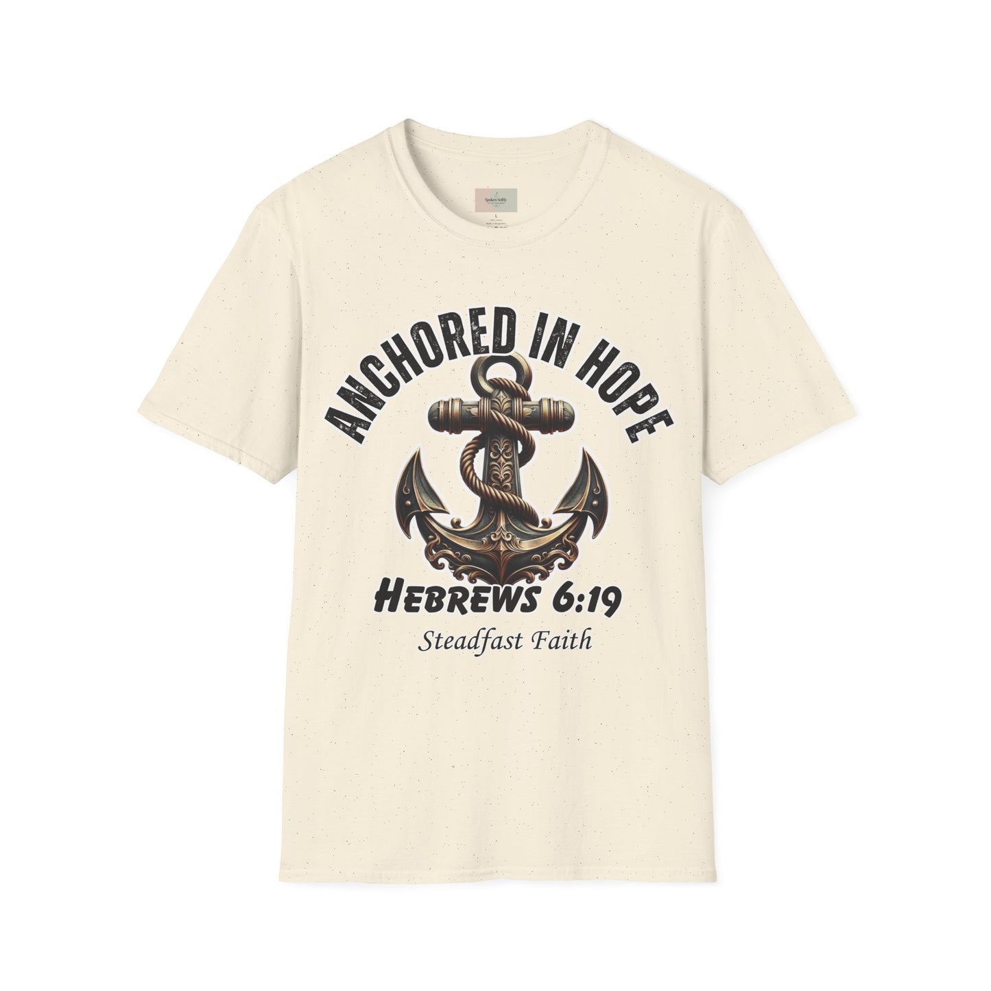 Anchor in Hope T-Shirt – Hebrews 6:19 Scripture Tee, Steadfast Faith Unisex Softstyle Shirt, Inspirational Christian Apparel, Motivational Bible Verse Tee