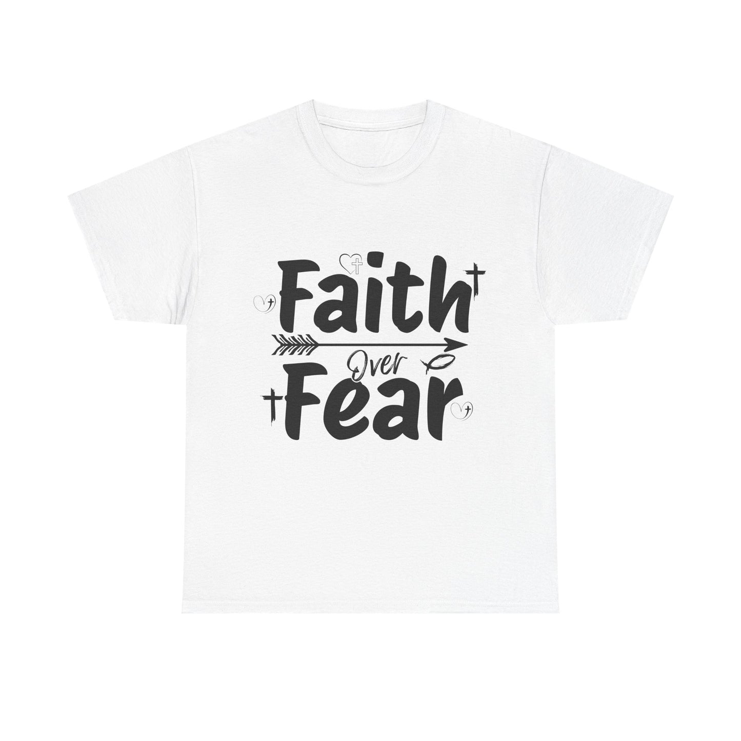 Faith Over Fear Unisex Heavy Cotton Tee, Inspirational T-Shirt, Motivational Apparel, Christian Gift, Everyday Wear, Faith-Based Fashion