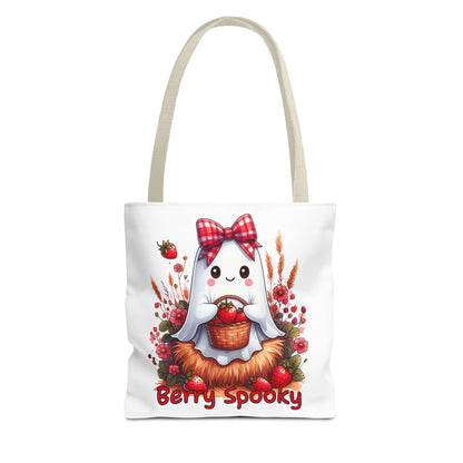 Berry Spooky Tote Bag | Customizable Shopping Bag, Halloween Tote, Cute Ghost Design, Eco-Friendly Gift, Personalized Tote