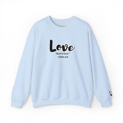 Love Sweatshirt – “God Is Love” Minimalist Christian Crewneck, Inspirational Faith-Based Pullover, Cozy Unisex Apparel, Thoughtful Gift for Believers