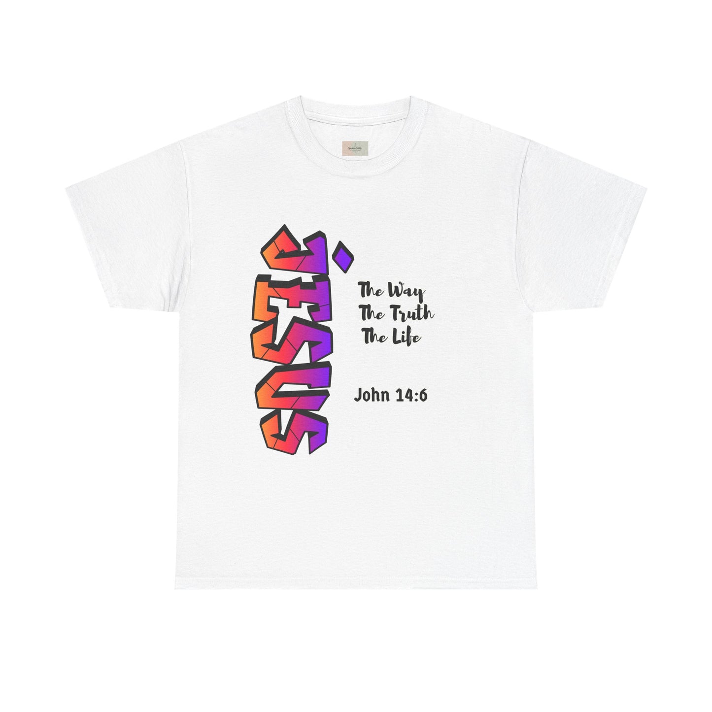 Jesus Vertical Graffiti T-Shirt — “The Way, The Truth, The Life” John 14:6 Christian Faith Tee